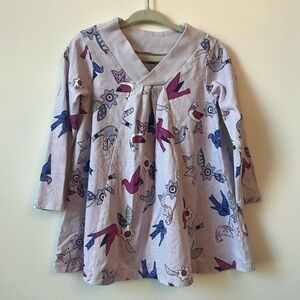 Tea Collection girl lavender purple floral long sleeve size 2 birds